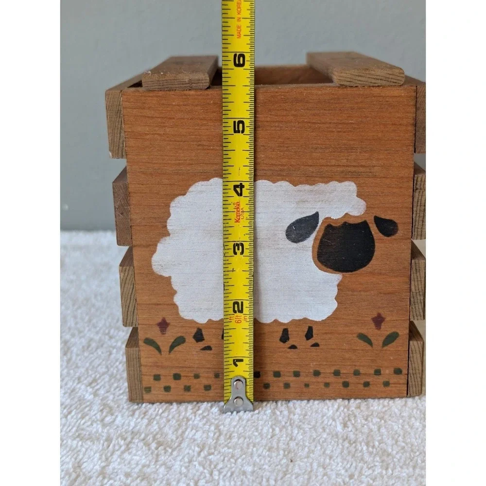 Country Wooden Tissue Box Cover Rustic Farmhouse Cottage Core Sheep Stencil